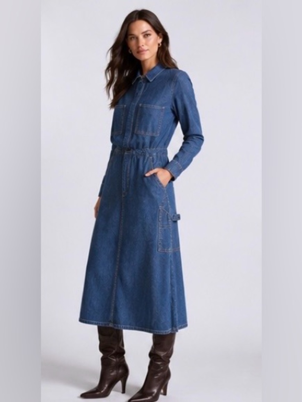 Levi’s Blue Tab Boiler Dress Denim Utility Drawstring Size Medium New with tags